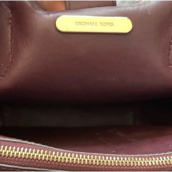 Vintage MICHAEL KORS Mercer Gallery Burgundy Oxyblood Leather Zip Tote Bag - Picture 12 of 16